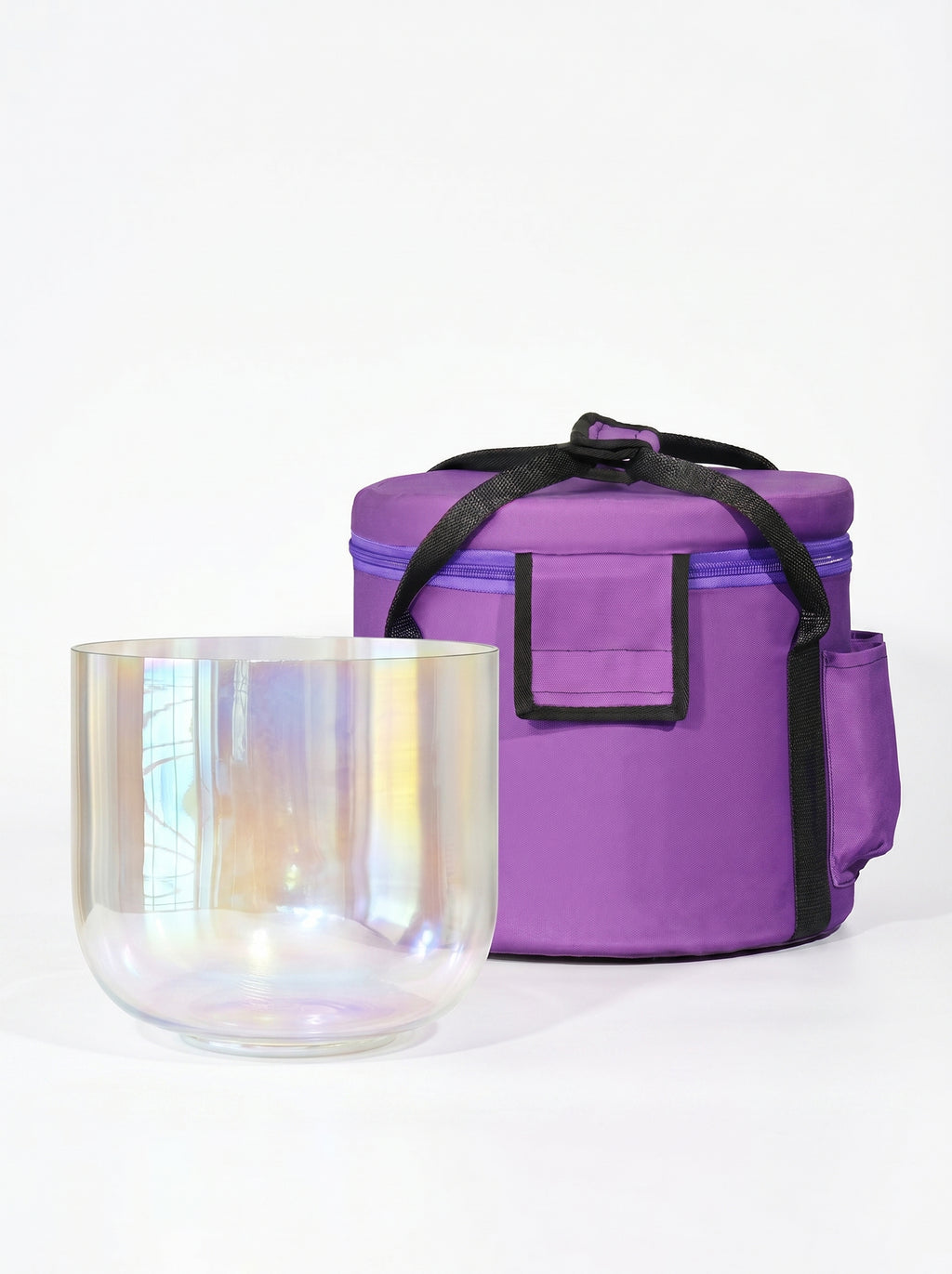 Cuenco de Cristal Aura Iridiscente 432Hz con Bolsa de Transporte